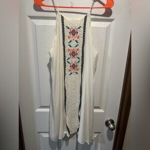 Embroidered White Sleeveless Dress